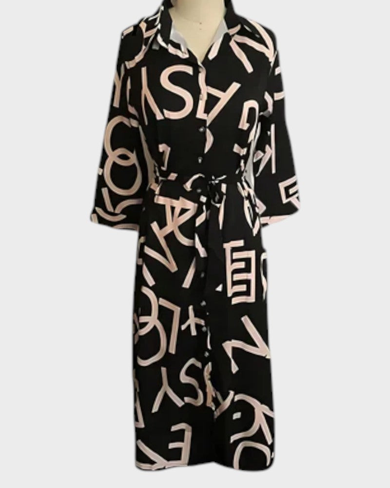 Megan | Midi Dress with Abstract Print and Buttons