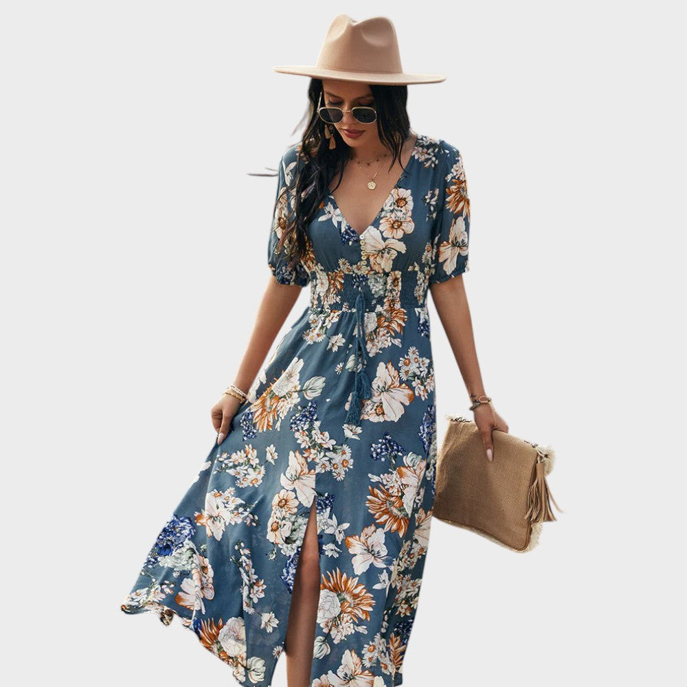 Maria | Chic Floral Dress with Puff Sleeves