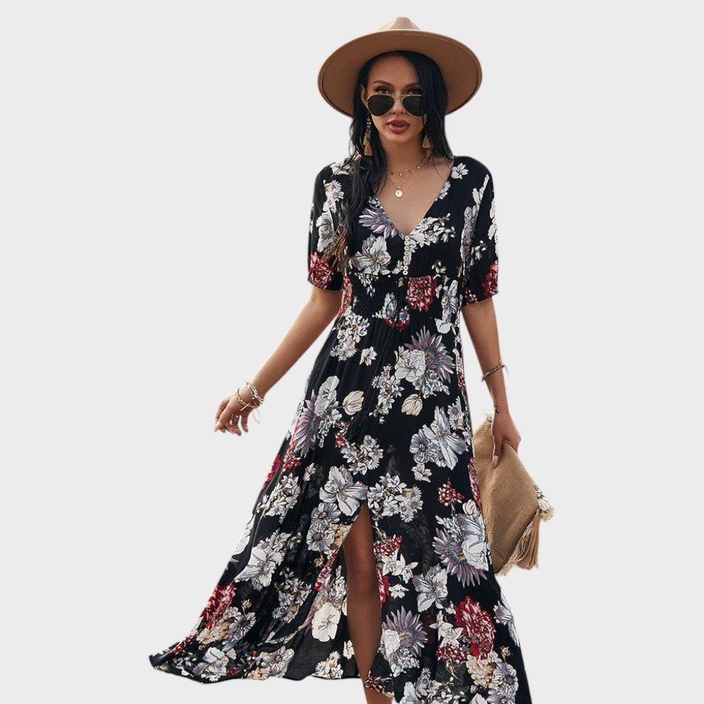 Maria | Chic Floral Dress with Puff Sleeves