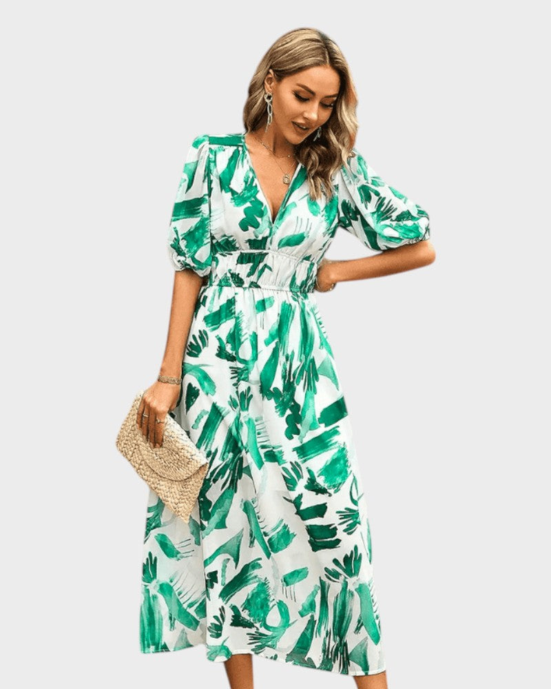 Matilda | Chic Midi Dress with Puff Sleeves