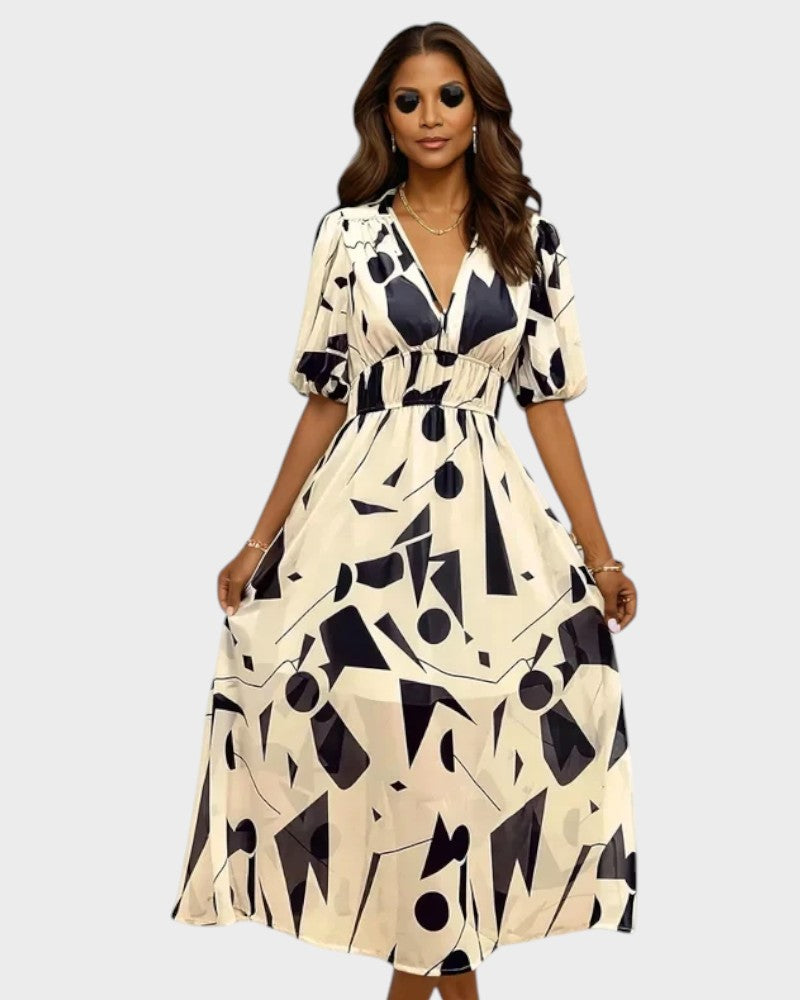 Matilda | Chic Midi Dress with Puff Sleeves