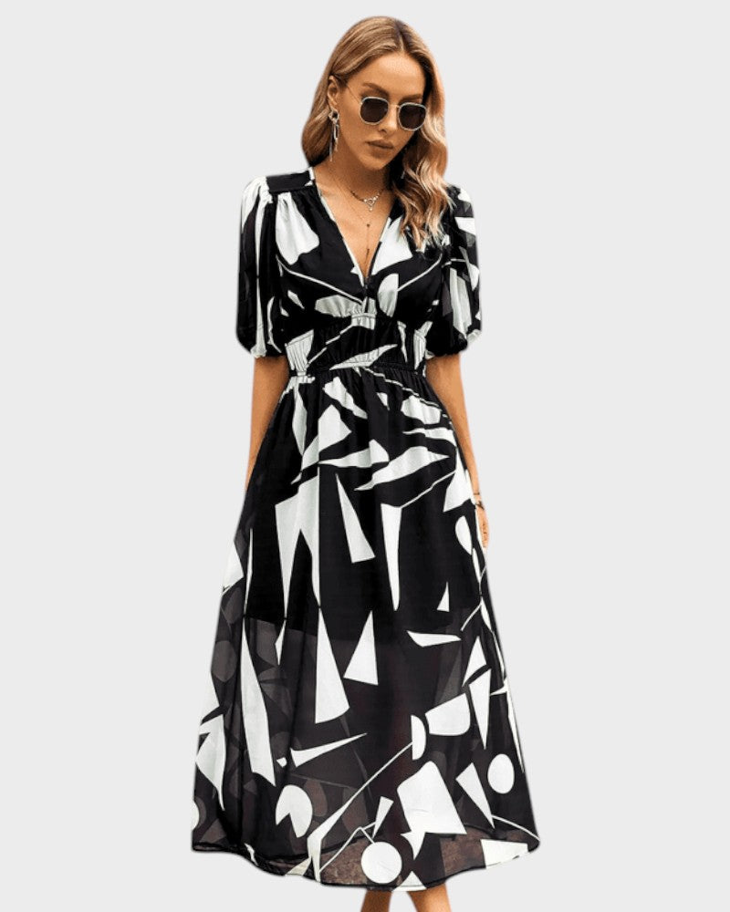 Matilda | Chic Midi Dress with Puff Sleeves