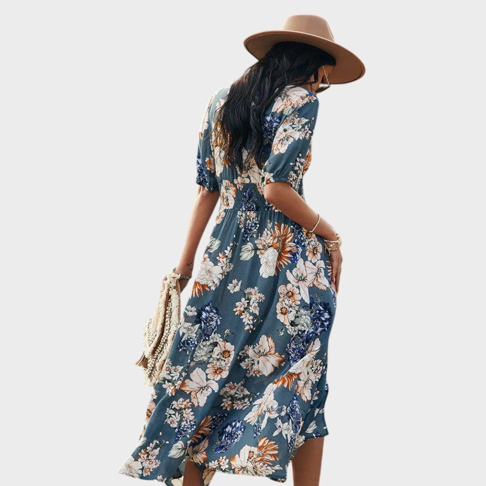 Maria | Chic Floral Dress with Puff Sleeves