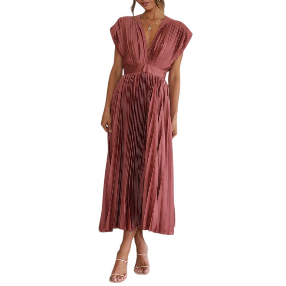 Esme | Women's Pleated Dress with V-Neck