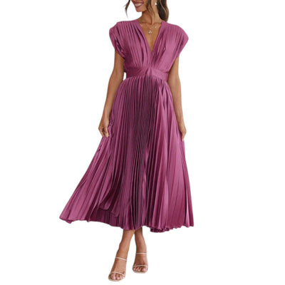 Esme | Women's Pleated Dress with V-Neck